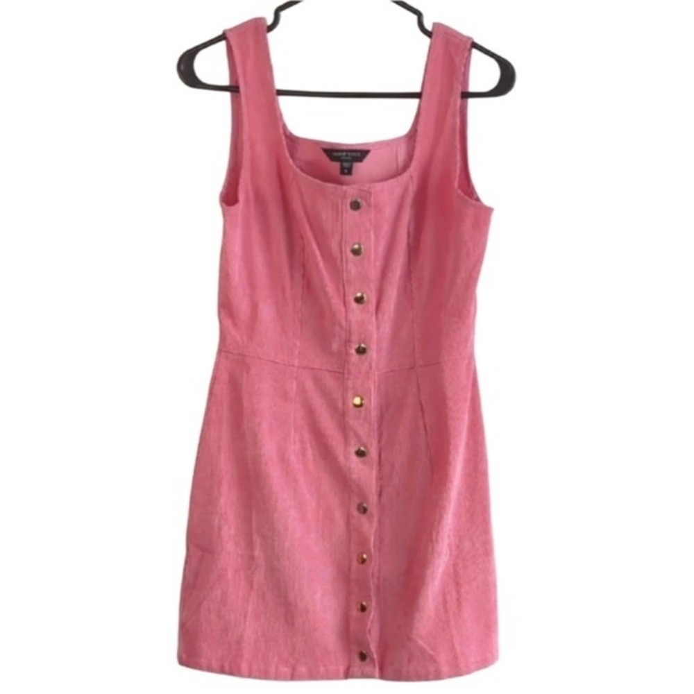 Brave Soul Women's Small Pink Corduroy Sleeveless Snap Button Up‎ Mini Dress